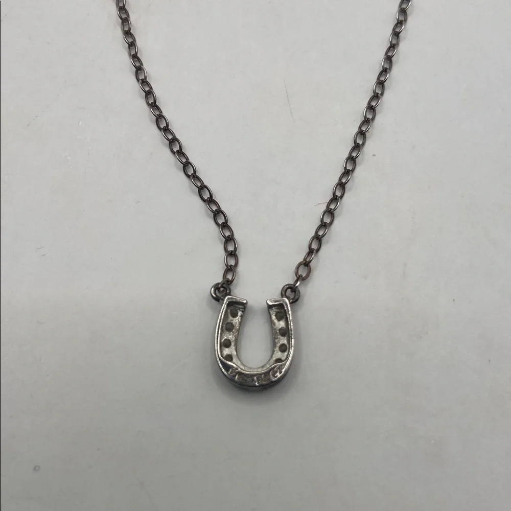 Sterling Silver 925 Simulated Diamond Lucky Horseshoe Ankle Bracelet 9 1/2”L